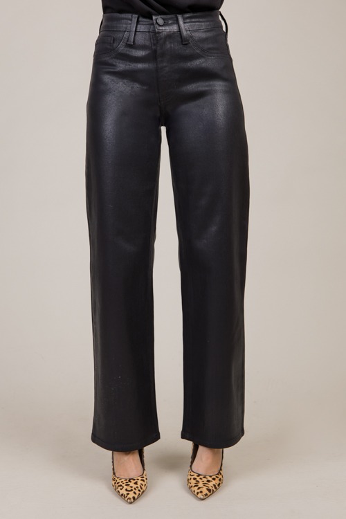 Coated Straight Leg Jeans, Black