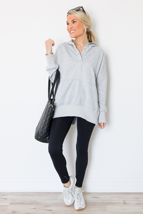 Snaps Hoodie, Heather Grey