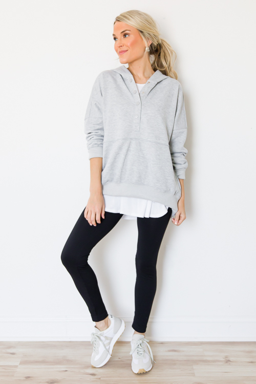 Snaps Hoodie, Heather Grey