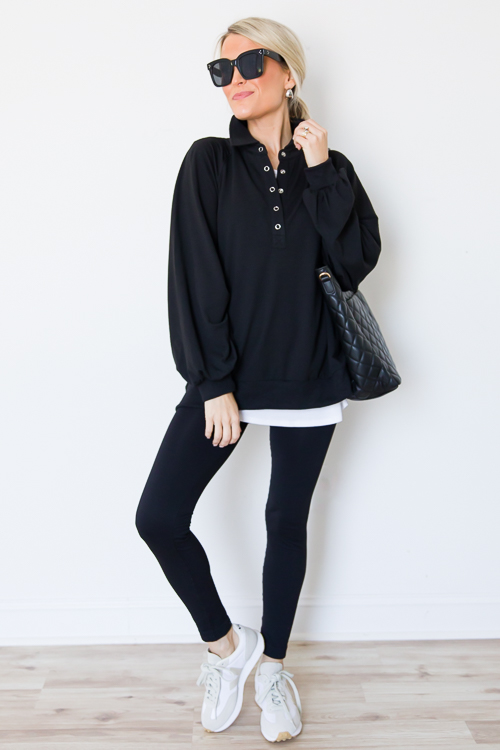 Jojo Collared Pullover, Black