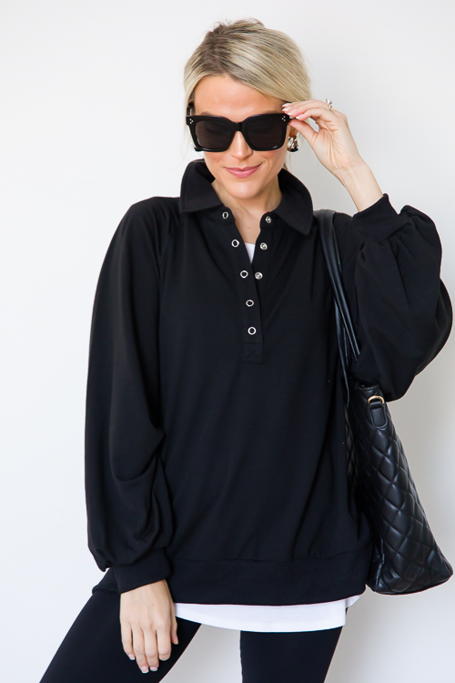 Jojo Collared Pullover, Black