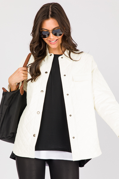 Quilted Leather Jacket, Cream