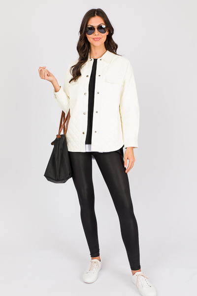 Quilted Leather Jacket, Cream