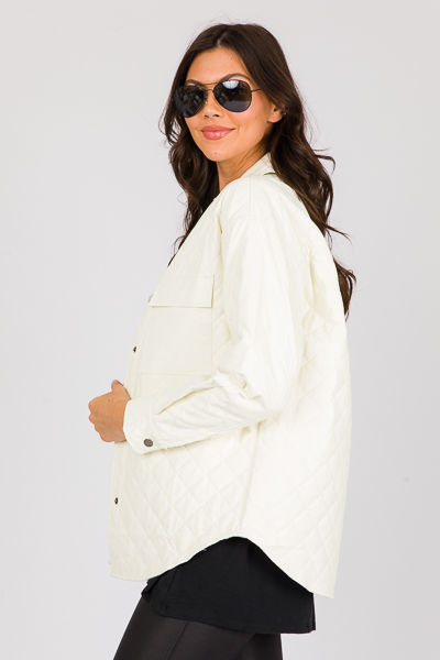 Quilted Leather Jacket, Cream