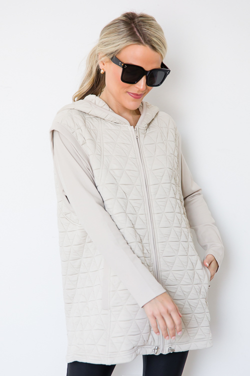 Rib Sleeve Texture Jacket, Beige