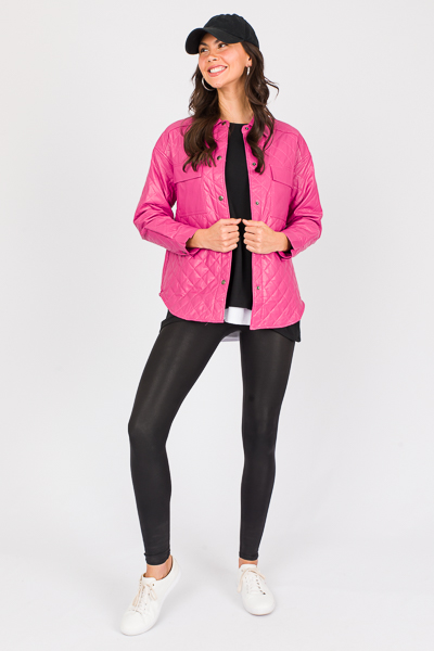 Quilted Leather Jacket, Dk. Fuchsia