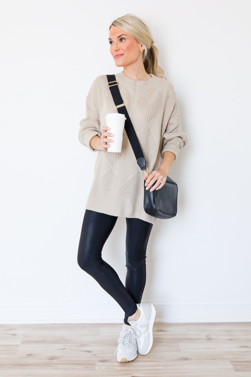 Diamond Texture Sweater, Oatmeal