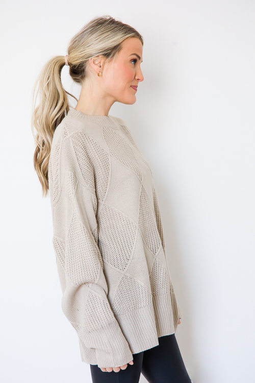 Diamond Texture Sweater, Oatmeal