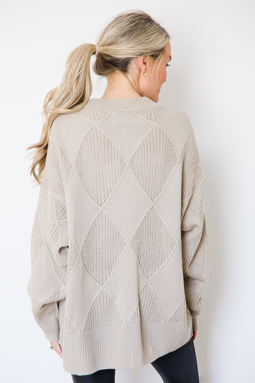 Diamond Texture Sweater, Oatmeal