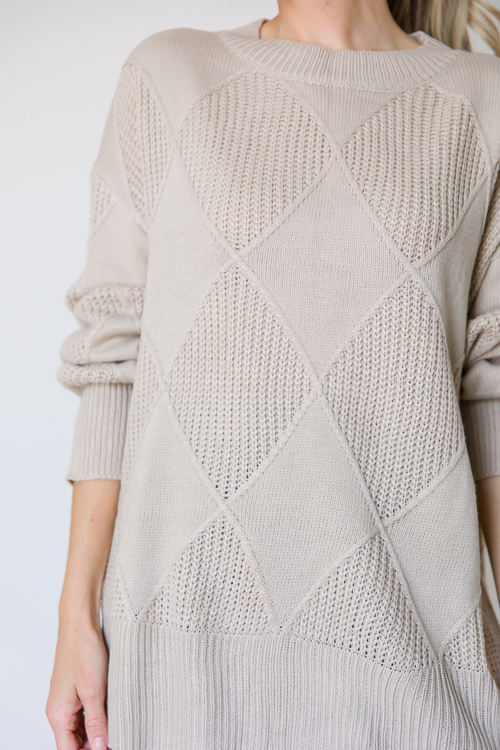 Diamond Texture Sweater, Oatmeal