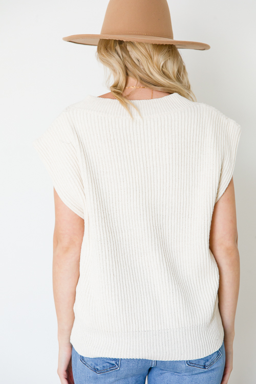 V-Neck Sweater Vest, Cream