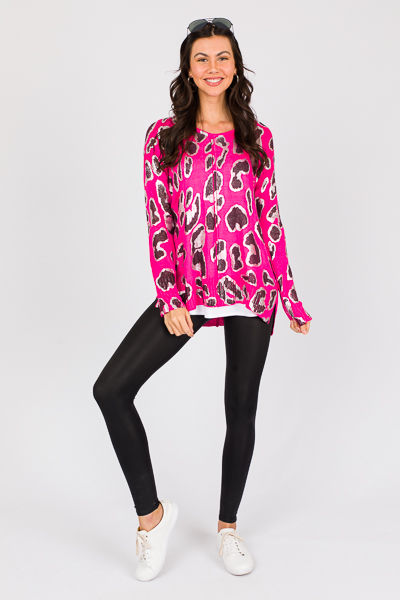 Outshine Cheetah Sweater, Dk. Fuchsia