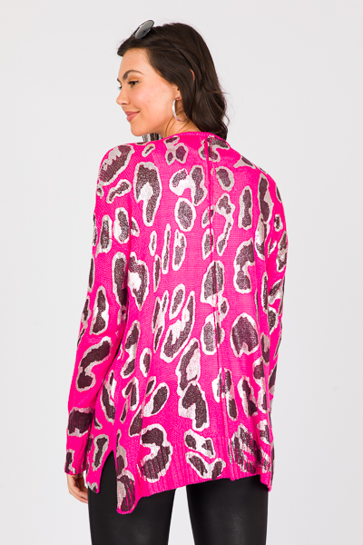 Outshine Cheetah Sweater, Dk. Fuchsia