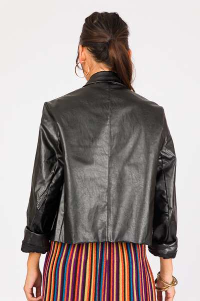 Patch Pocket Leather Jacket, Black