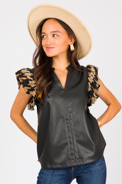 Giselle Leather Top, Black