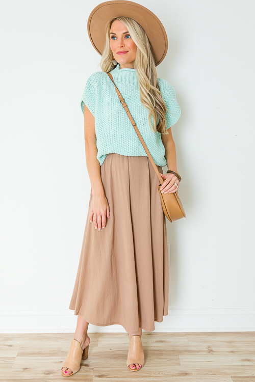 Drop Shoulder Mock Sweater, Mint