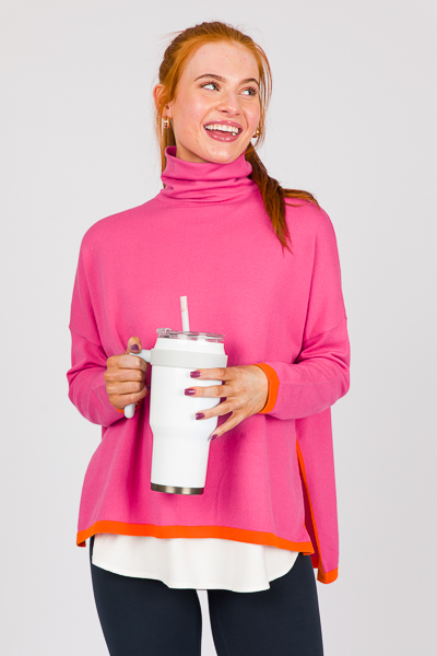 Colorblock Poncho, Pink