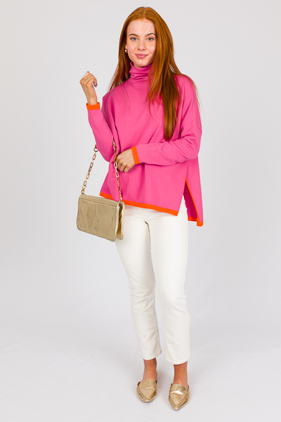 Colorblock Poncho, Pink