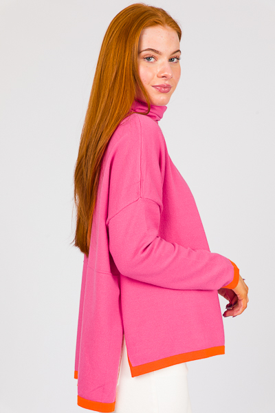 Colorblock Poncho, Pink