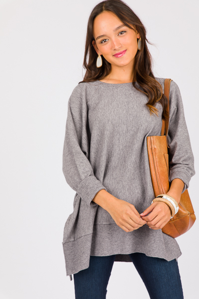 Dolman Tunic Sweater, H. Charcoal