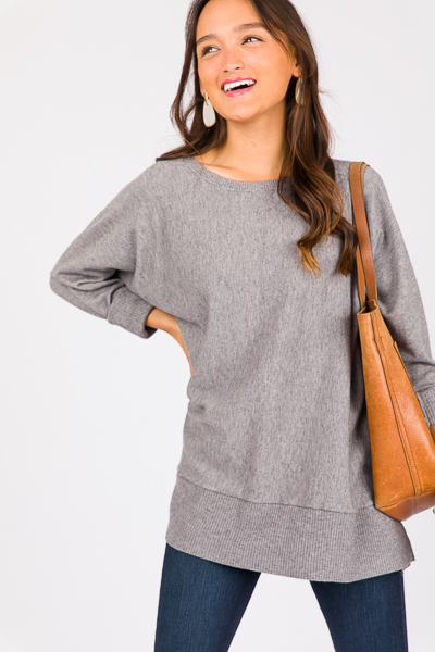 Dolman Tunic Sweater, H. Charcoal