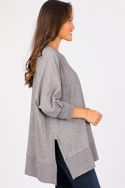 Dolman Tunic Sweater, H. Charcoal