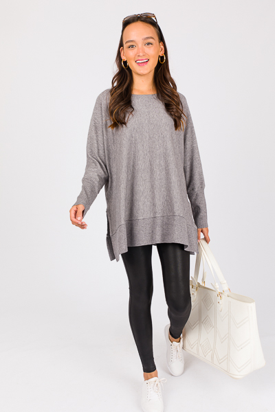 Dolman Tunic Sweater, H. Charcoal