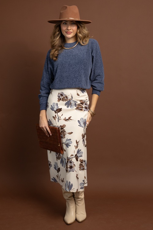 Floral Print Maxi Skirt, Cream - 1027-37.jpg