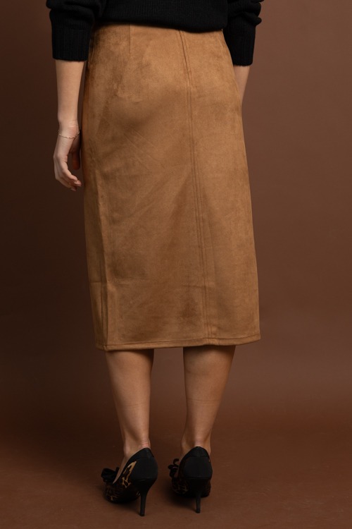 Suede Slit Midi Skirt, Tan - 1027-64.jpg