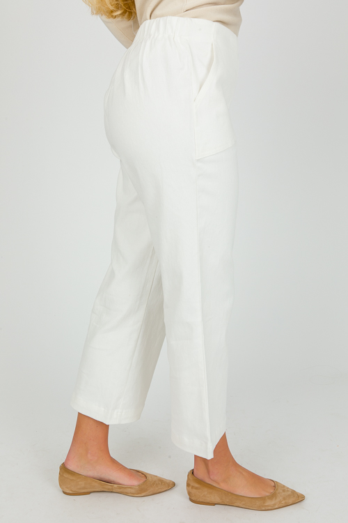 Pull-On Straight Jeans, Off White
