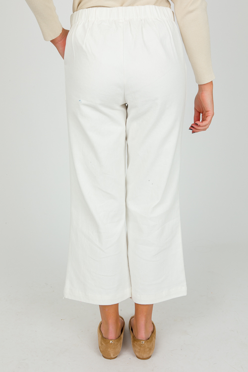 Pull-On Straight Jeans, Off White