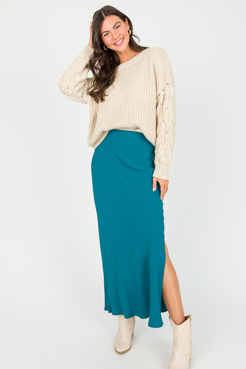 Solid Maxi Skirt, Teal