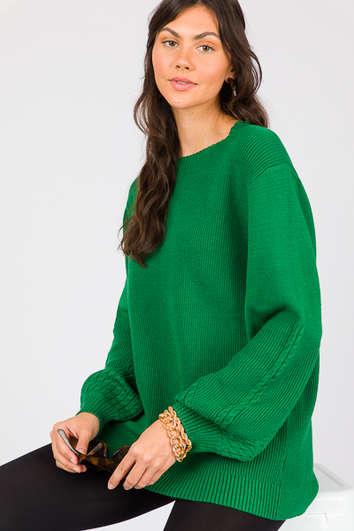 Cable Detail Sweater, Kelly Green