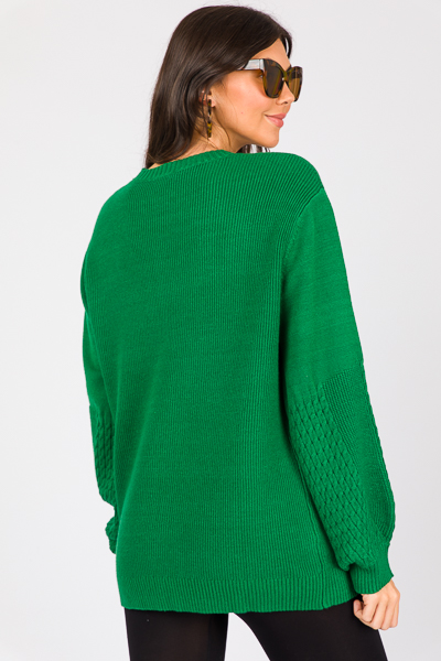 Cable Detail Sweater, Kelly Green
