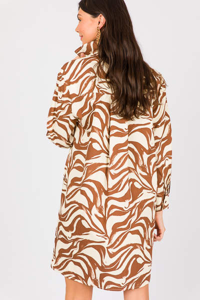 Karlie Zebra Shirt Dress, Brown