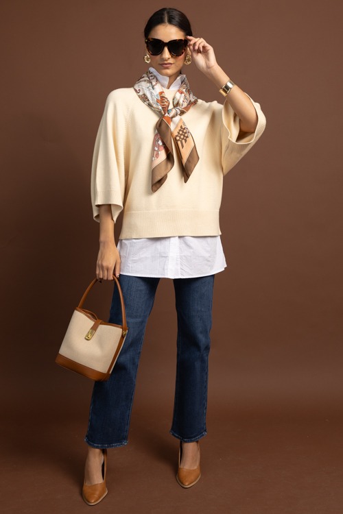 Lena Solid Sweater, Cream