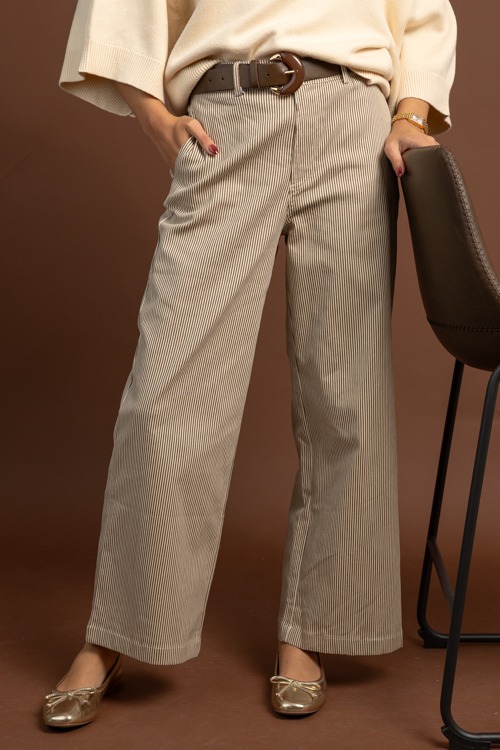 Stripe Wide Leg Pants, Espresso