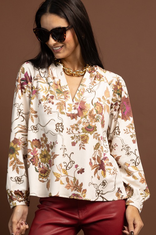 Soft Texture Floral Blouse, Mauve