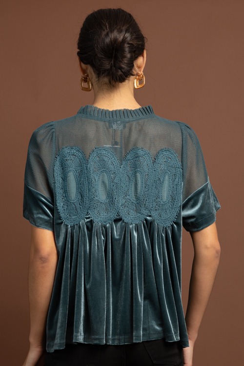 Velvet Lace Detail Top, Teal - 1028-154.jpg