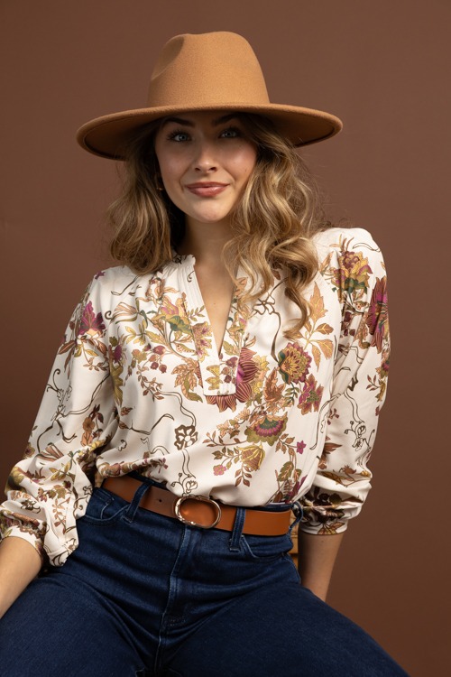 Soft Texture Floral Blouse, Mauve - 1028-15h.jpg