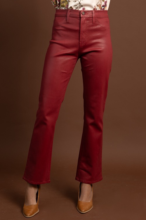 Coated Bootcut Jeans, Burgundy - 1028-23.jpg