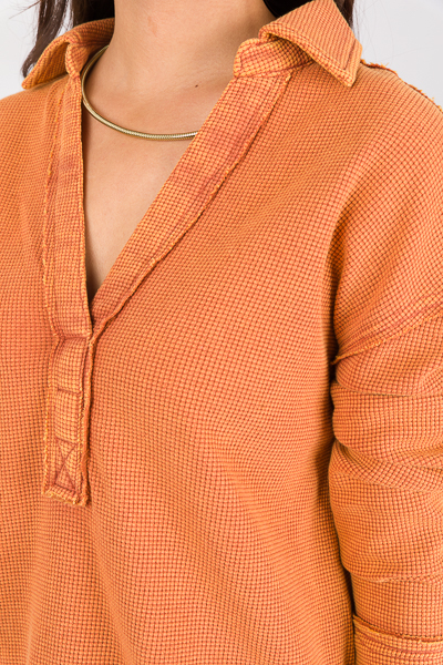 Collared Thermal Top, Rust