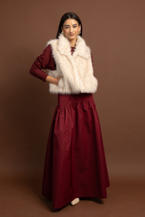 Fit and Flare Maxi Skirt, Wine