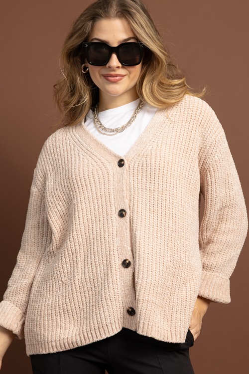 Chenille Button Up Cardi, Beige - 1028-49.jpg