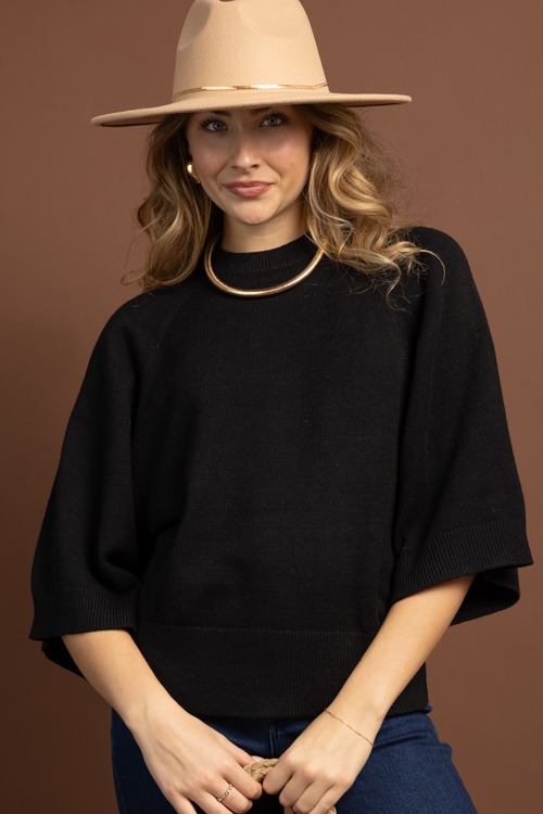 Lena Solid Sweater, Black
