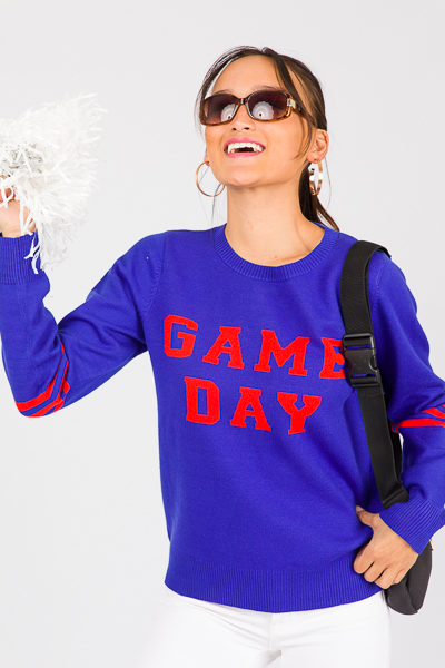 Game Day Sweater, Blue/Orange