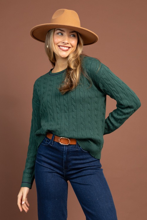 Cable Stripe Trim Sweater, Hunter  - 1029-116p.jpg