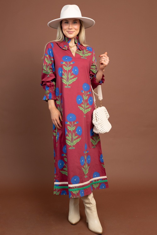 Bella Floral Maxi, Burgundy