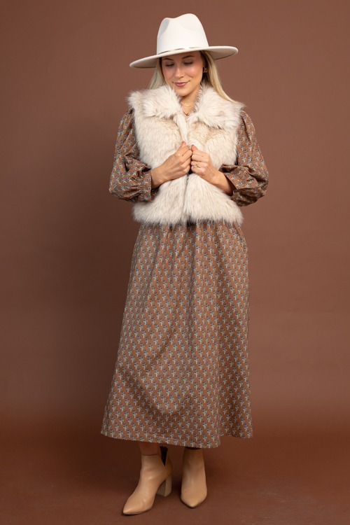 Collared Blooms Midi, Mocha