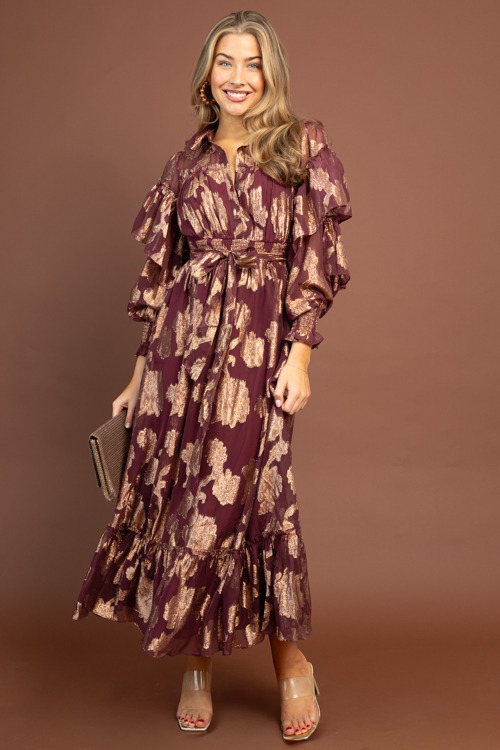 Metallic Floral Chiffon Maxi, Burgundy - 1029-171.jpg